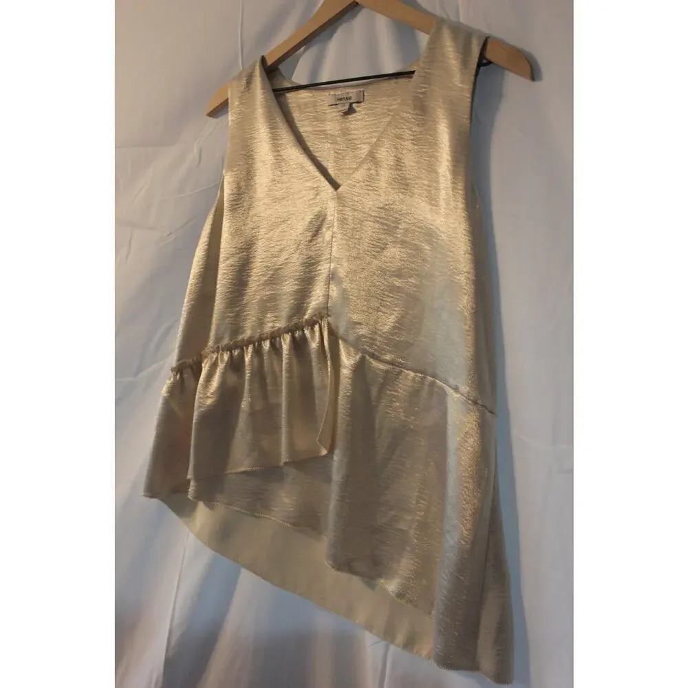 Gold Sleeveless V-Neck Empire Waist Blouse Size M NWT - Picture 1 of 4